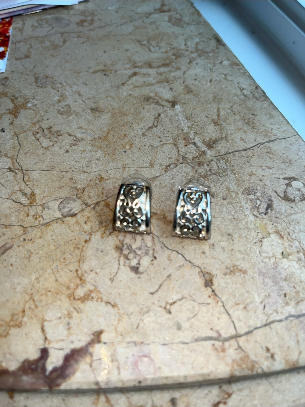 Silver-Tone Textured Earrings Like New